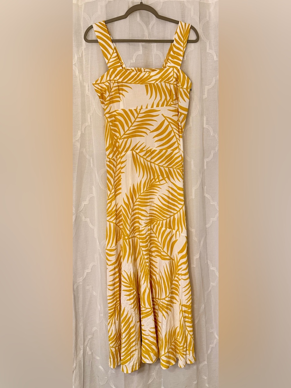 Vince Camuto Yellow and White Palm-Print Maxi Dress NWT $59 | Small